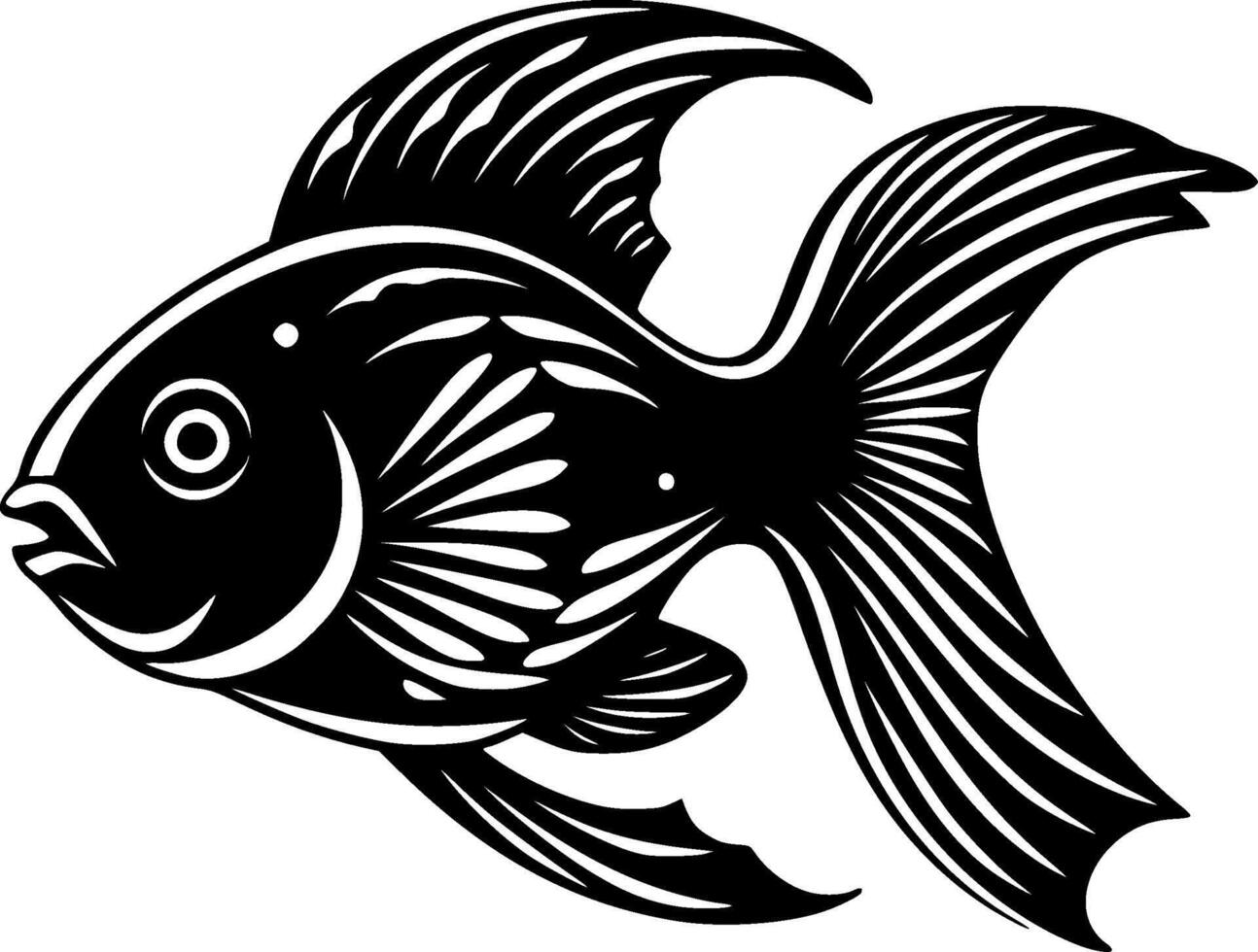 vis - zwart en wit geïsoleerd icoon - illustratie vector