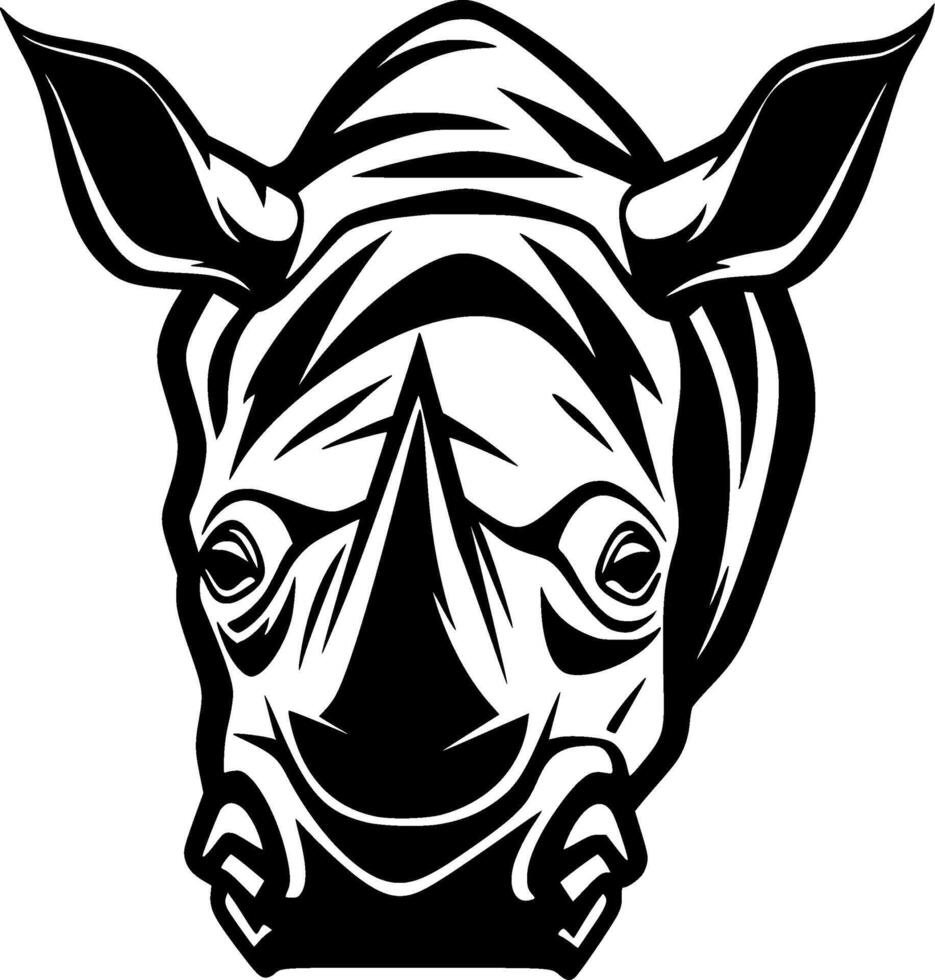 neushoorn - zwart en wit geïsoleerd icoon - illustratie vector