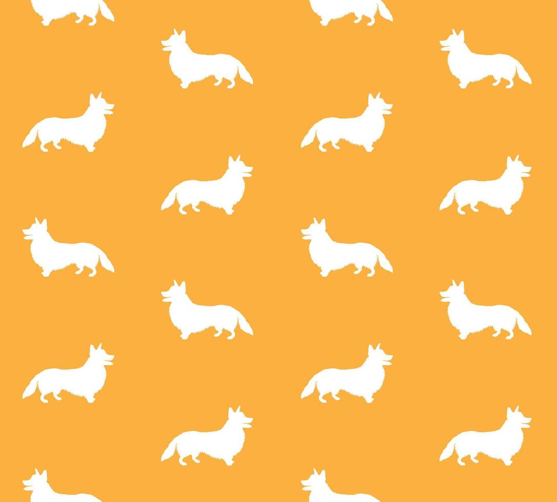 naadloos patroon van hand- getrokken corgi hond silhouet vector