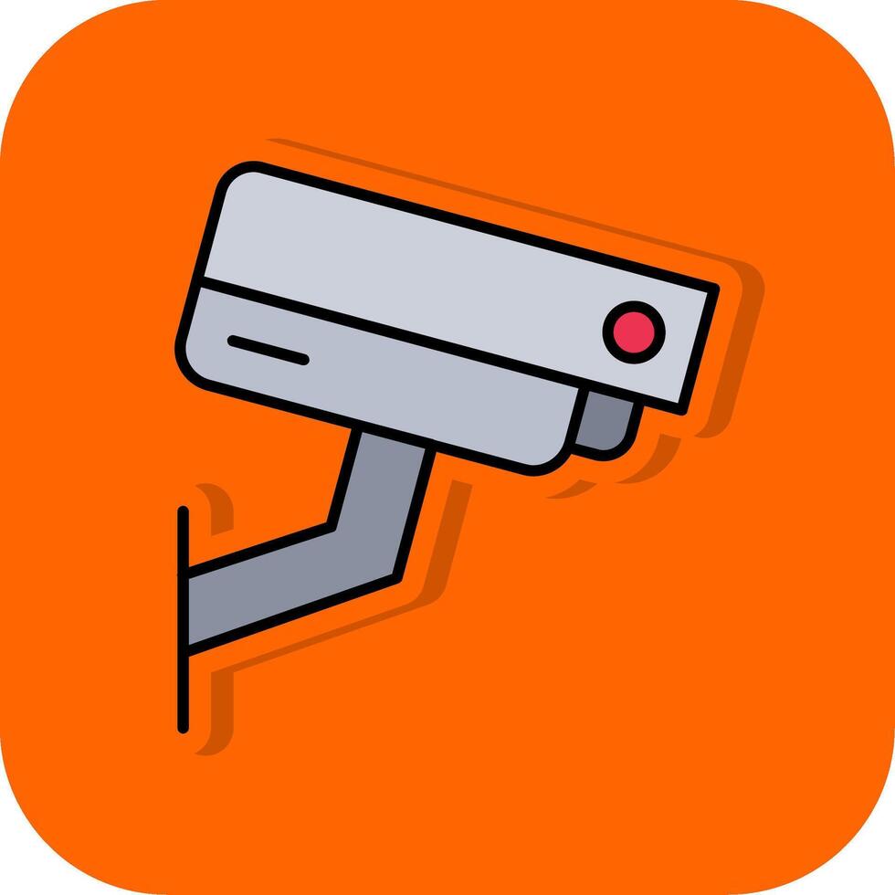 veiligheid camera gevulde oranje achtergrond icoon vector