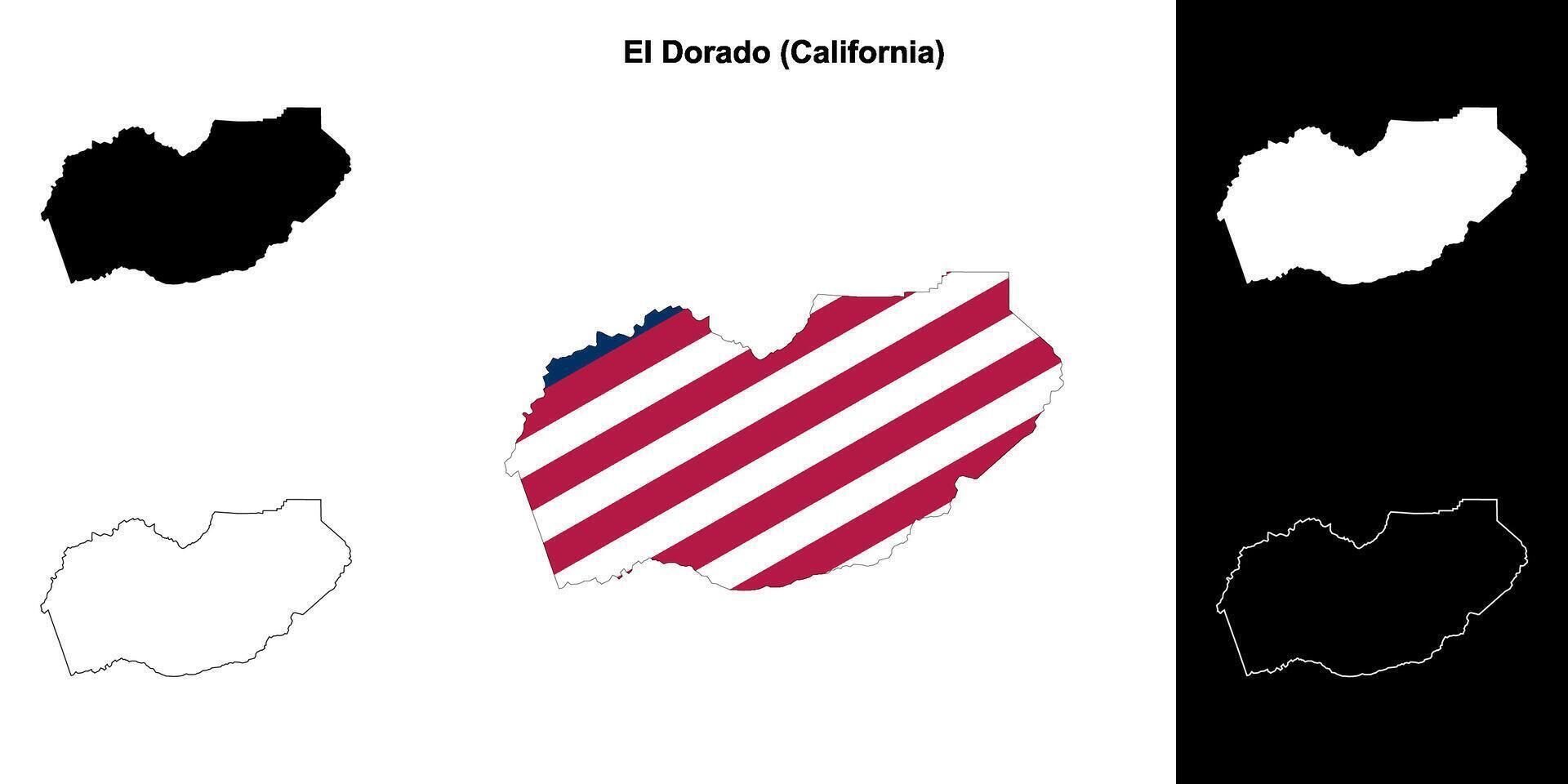 el dorado district, Californië schets kaart reeks vector