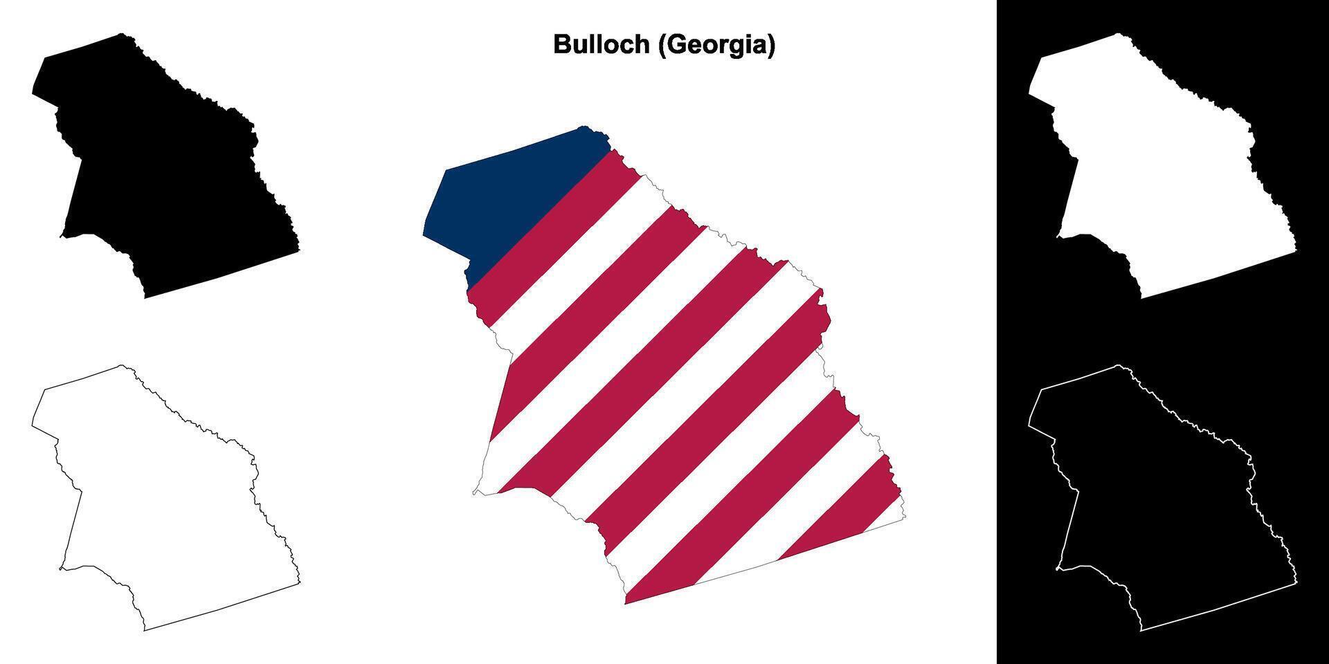 bulloch district, Georgië schets kaart reeks vector