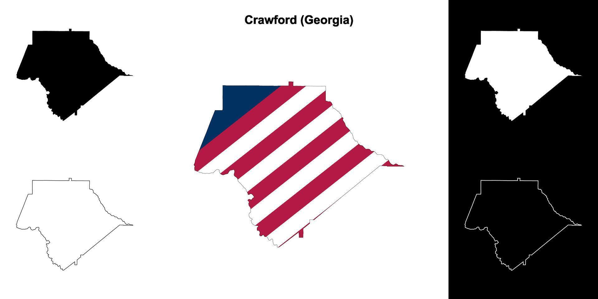 Crawford district, Georgië schets kaart reeks vector