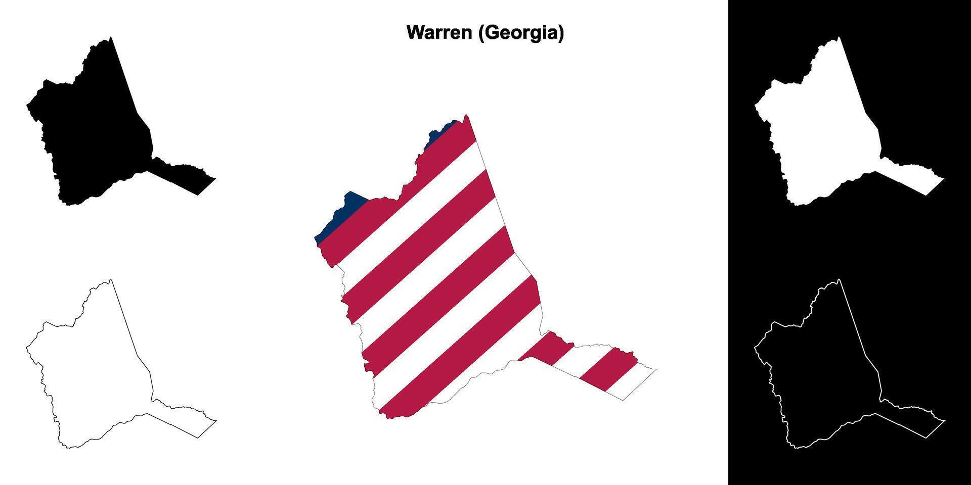 warren district, Georgië schets kaart reeks vector