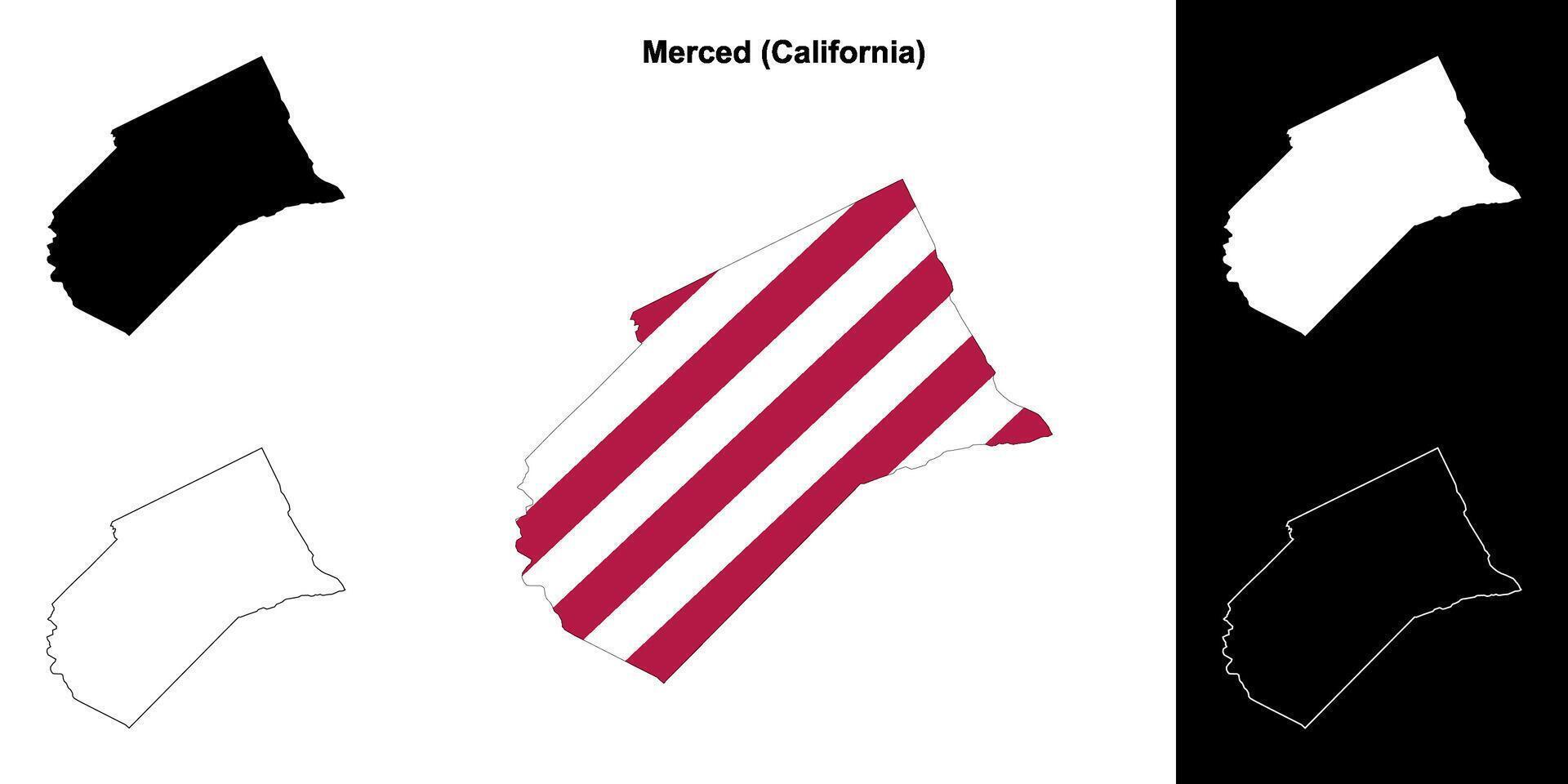 merced district, Californië schets kaart reeks vector