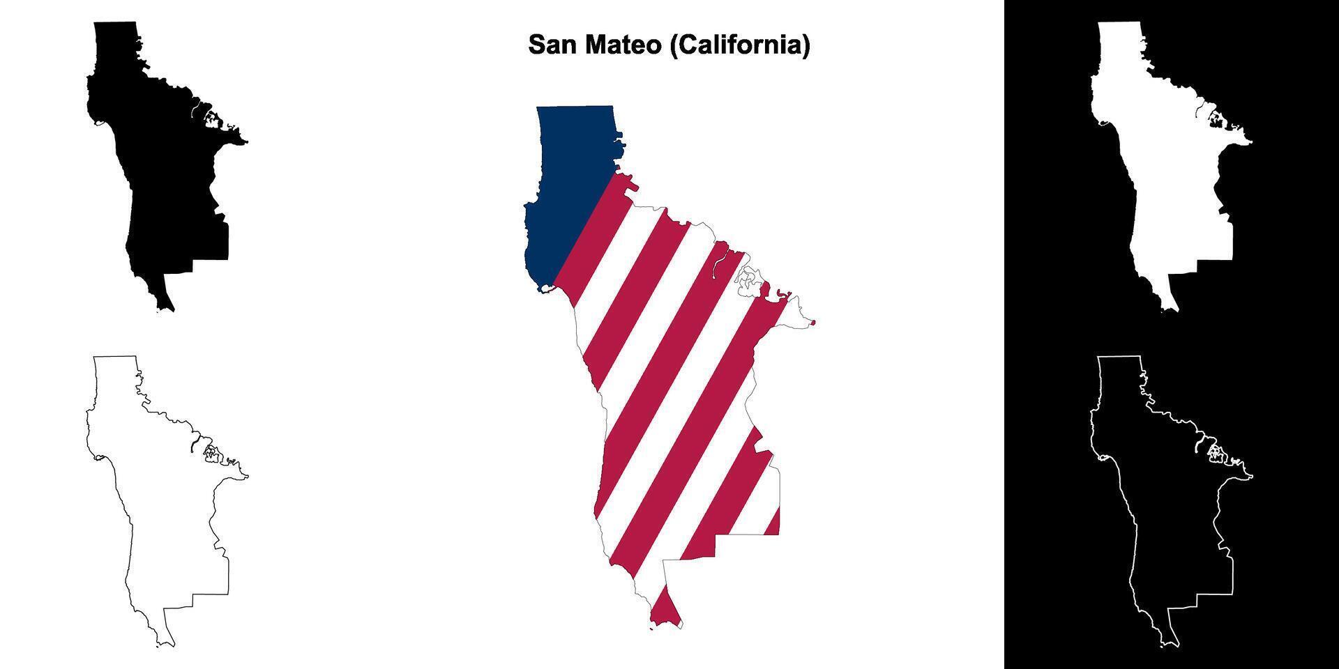 san mateo district, Californië schets kaart reeks vector