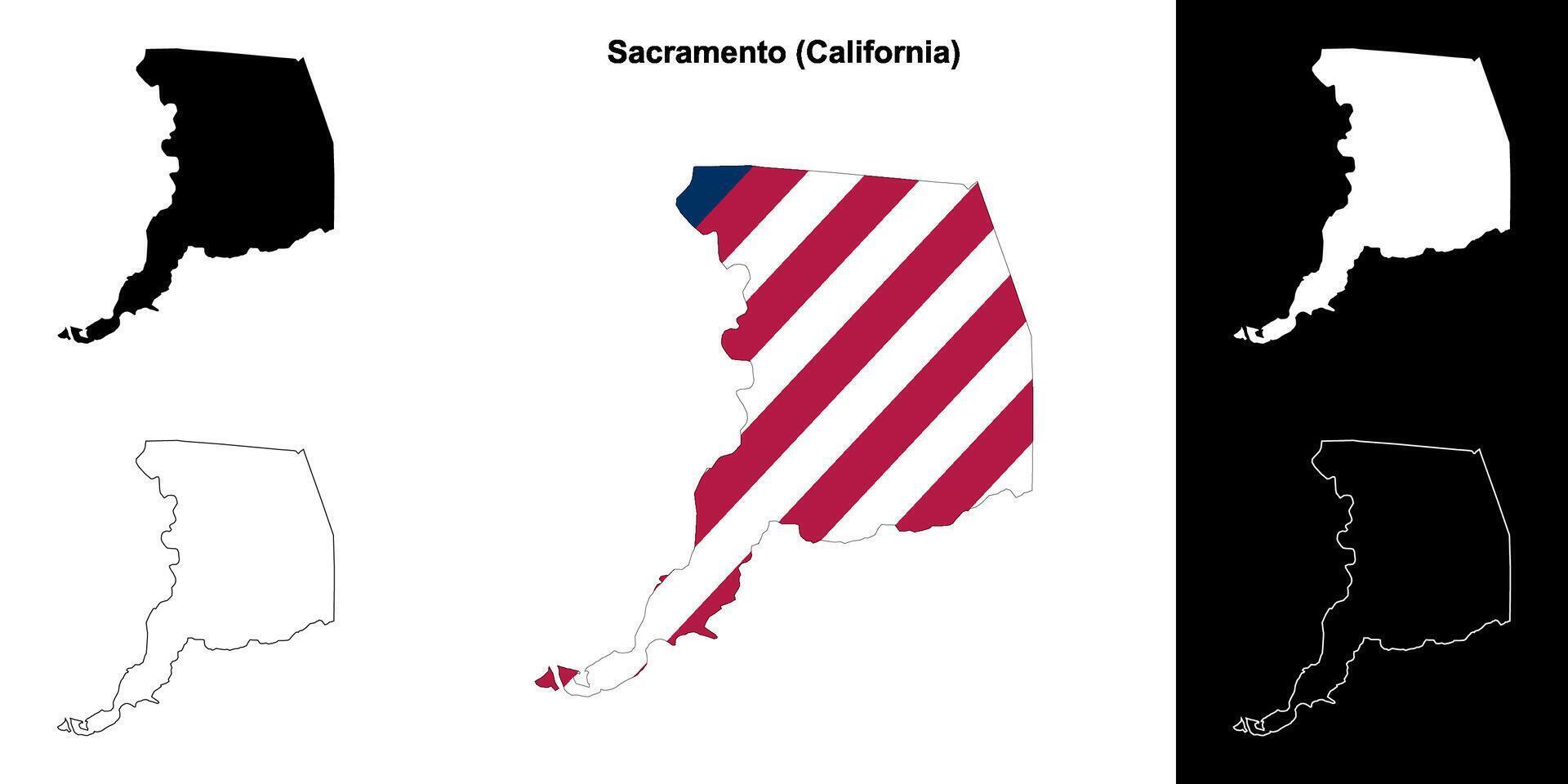 sacramento district, Californië schets kaart reeks vector