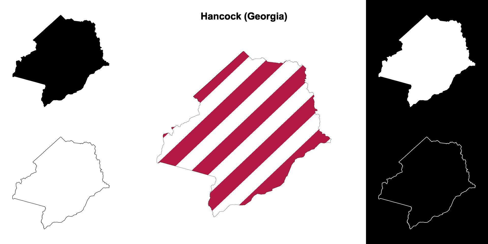 Hancock district, Georgië schets kaart reeks vector