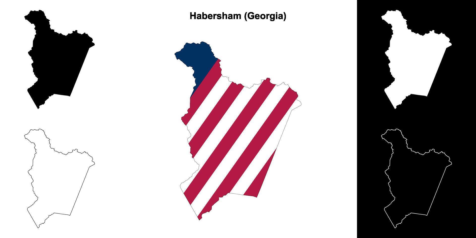 Habersham district, Georgië schets kaart reeks vector