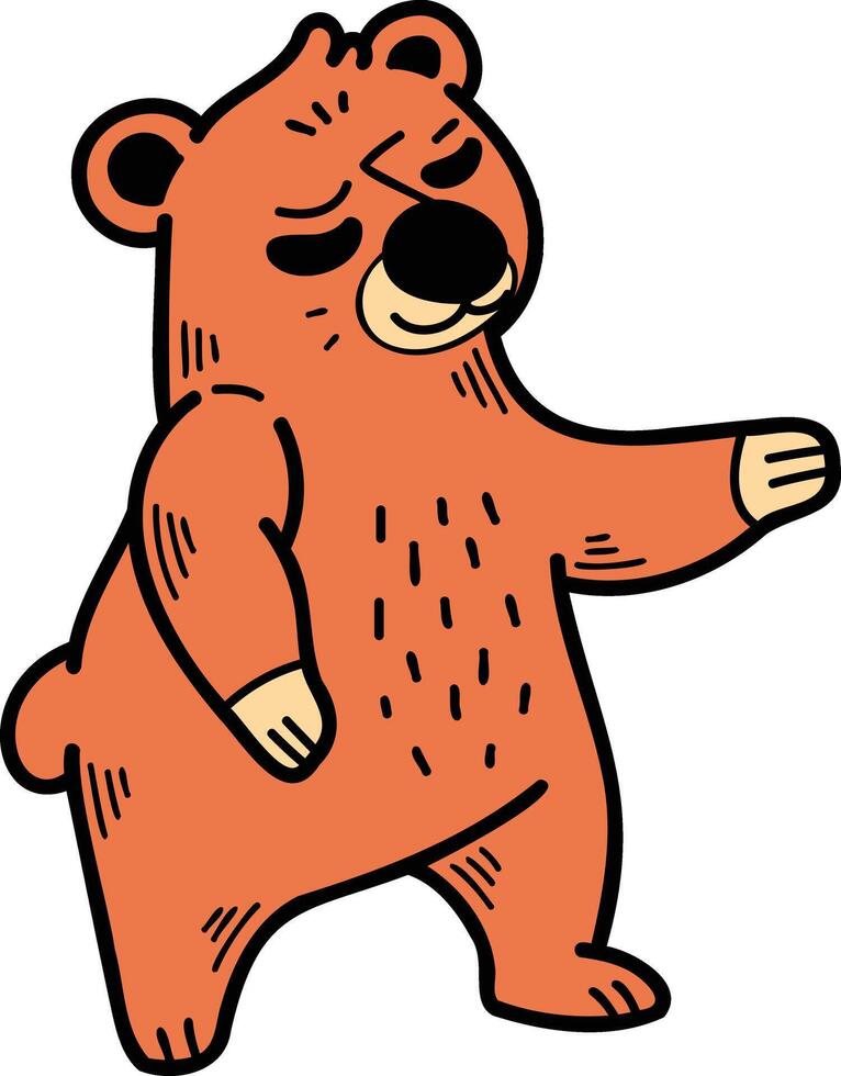een tekenfilm beer is staand en op zoek Bij de camera vector