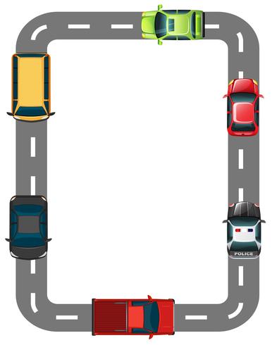 Grens met weg en auto&#39;s vector