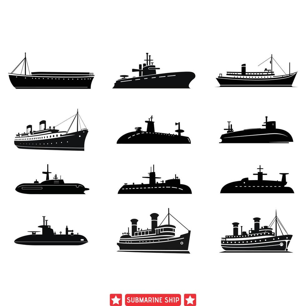 onderzoeken de diepten onderzeeër schip pak voor oceanisch illustraties vector