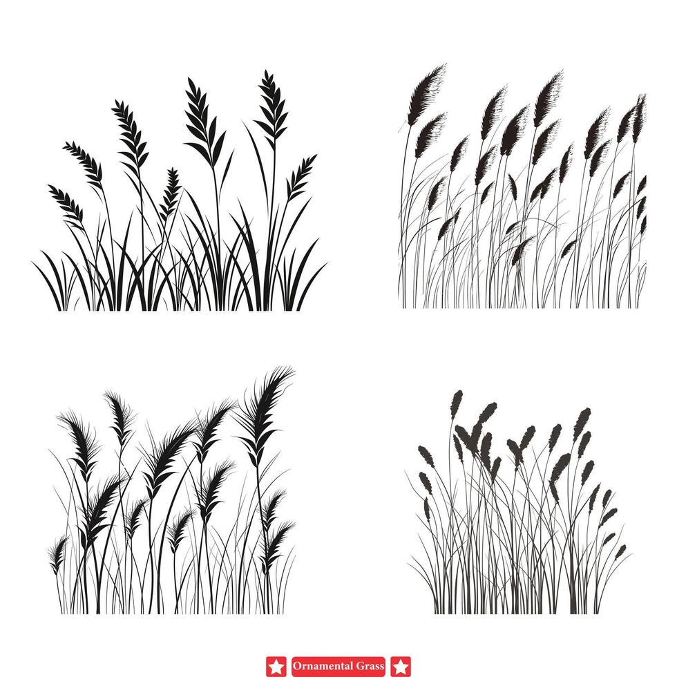 sier- gras ontwerpen ingewikkeld silhouetten voor elegant creativiteit vector