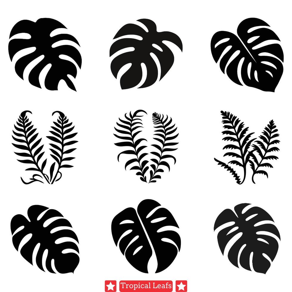 tropisch kalmte ingewikkeld blad silhouetten voor natuur geïnspireerd artwork vector