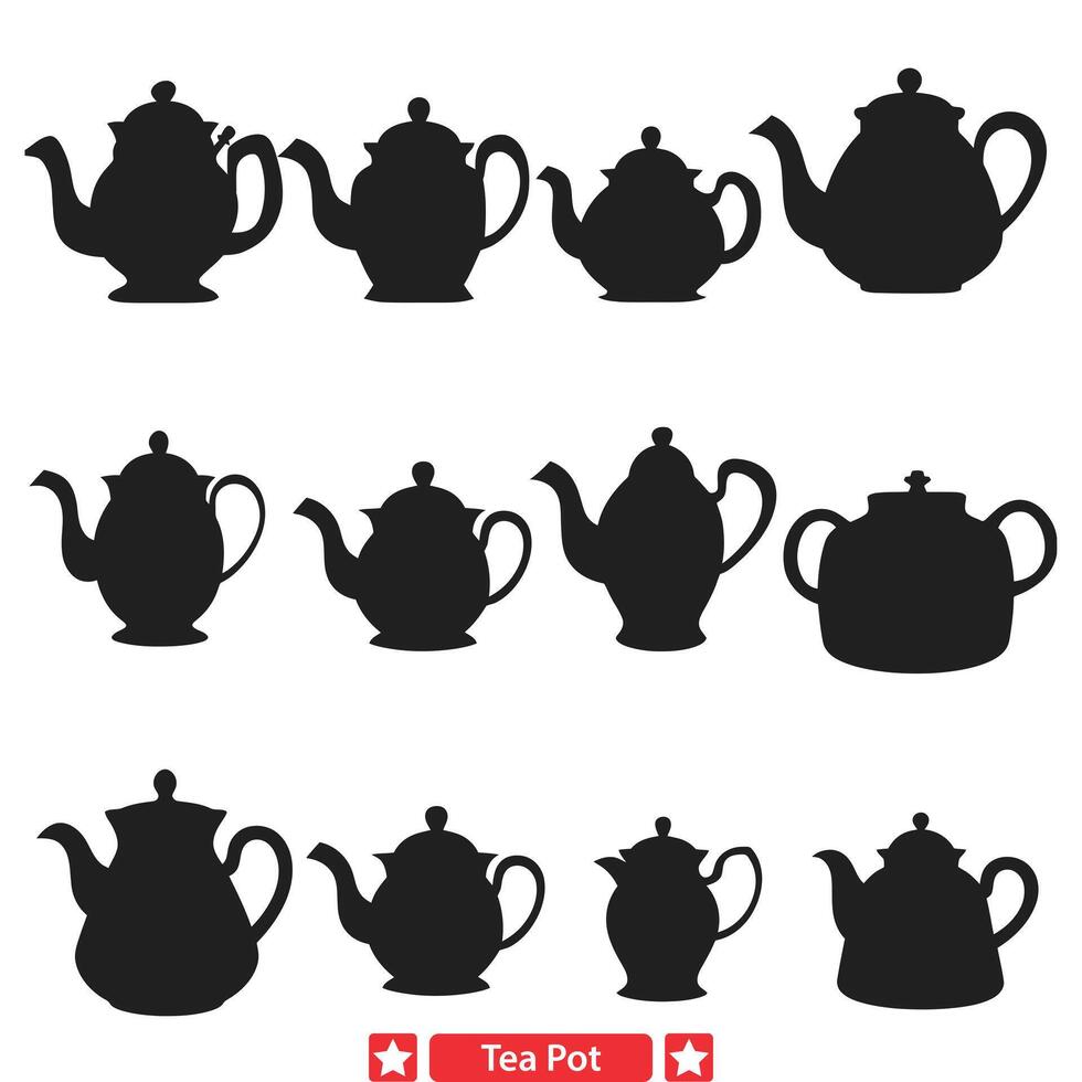 antiek thee pot illustraties boeiend silhouetten voor creatieven vector