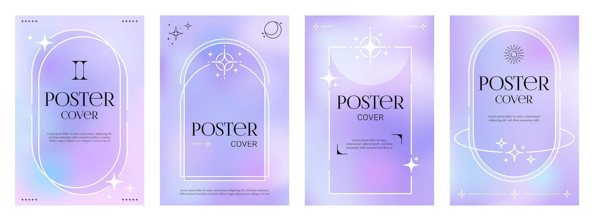 modern esthetisch Purper helling y2k poster covers vector