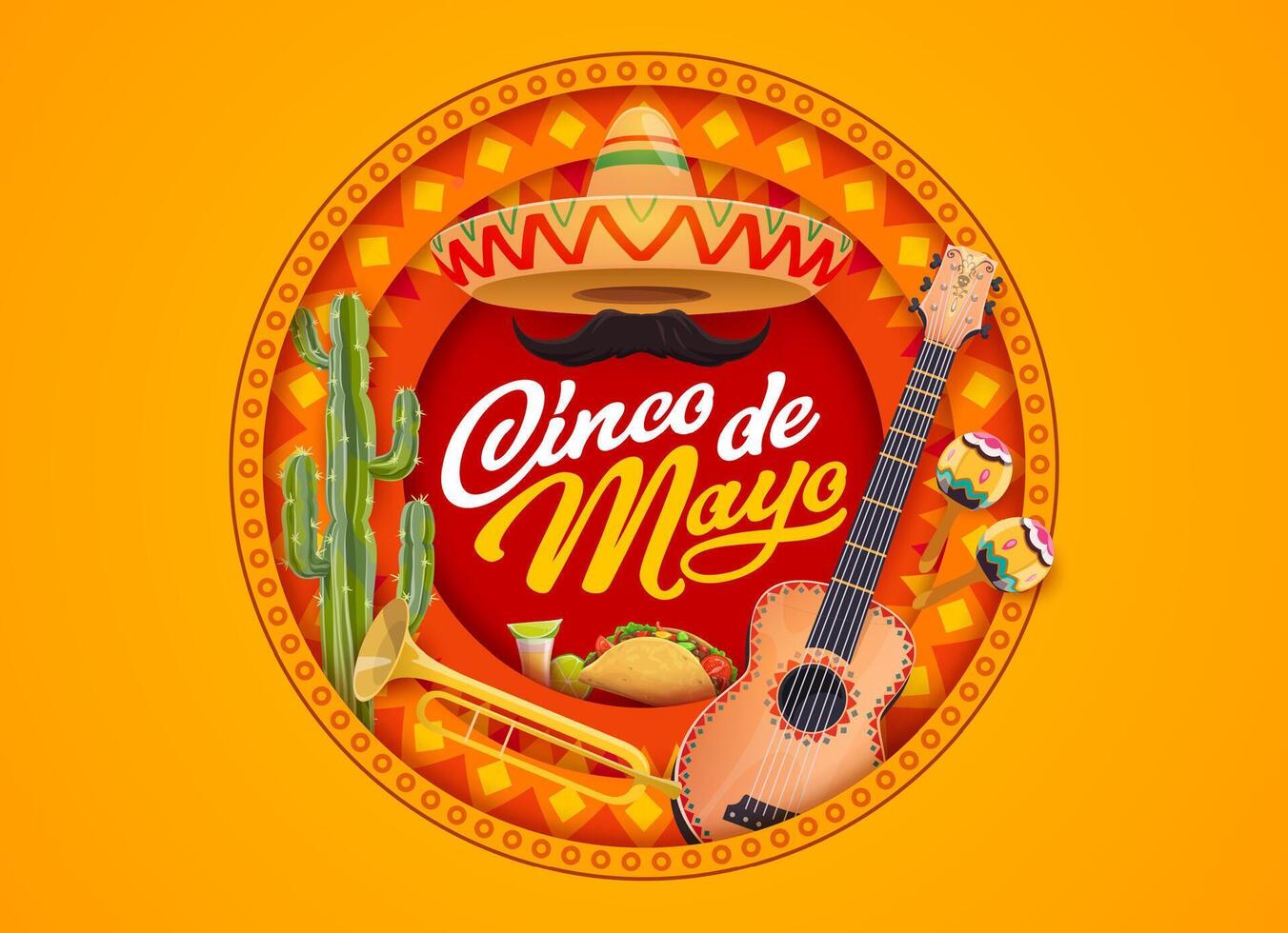 cinco de mayonaise, papier besnoeiing Mexicaans vakantie banier vector