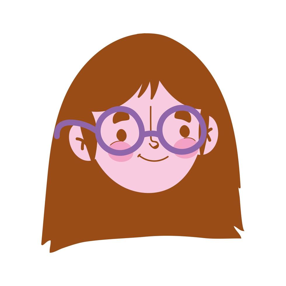 jonge vrouw met een bril gezicht karakter, geïsoleerde pictogram witte achtergrond vector