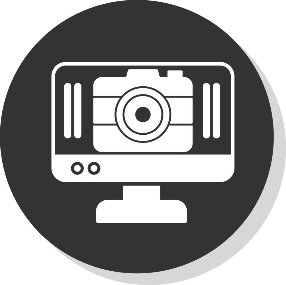 camera glyph grijs cirkel icoon vector