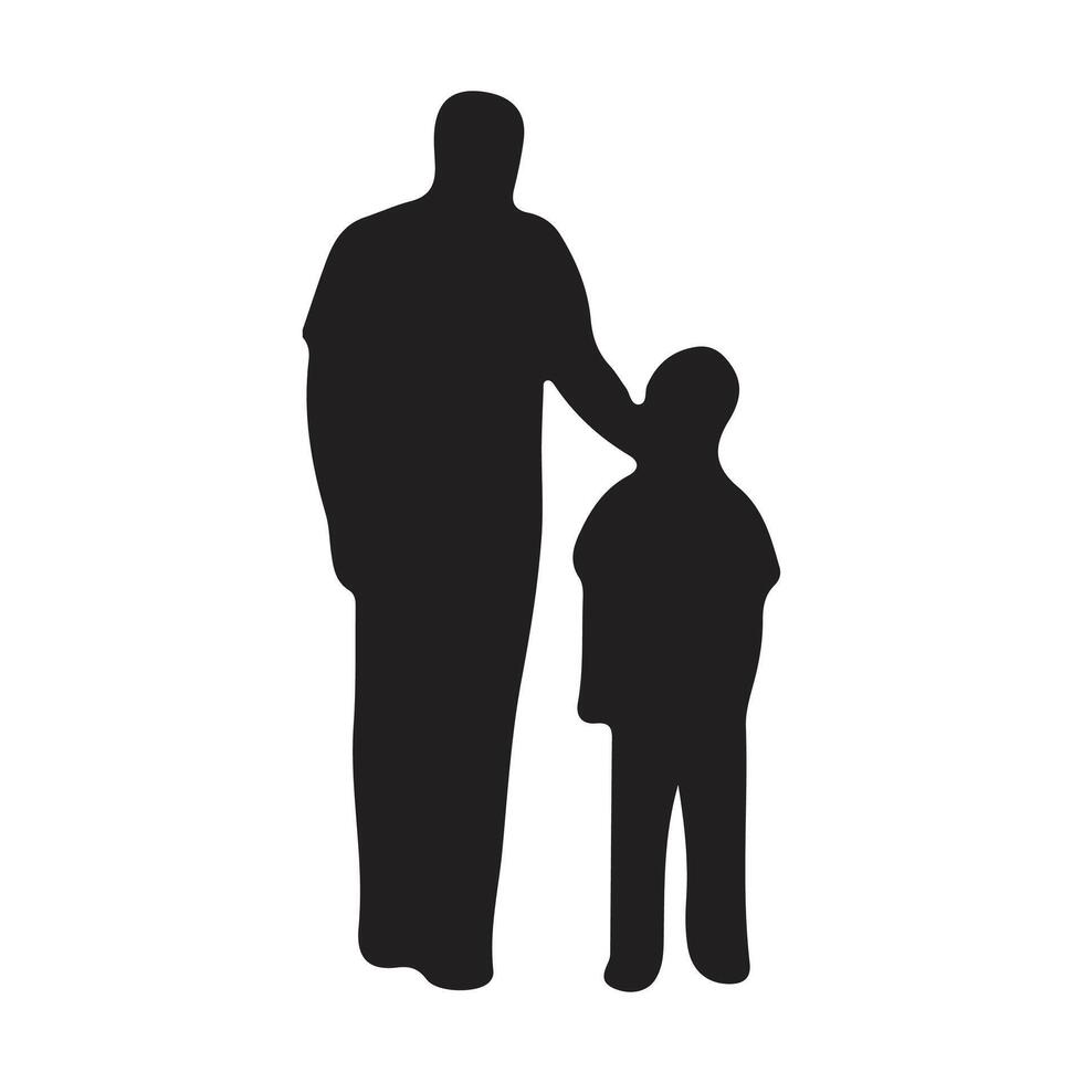 vader en zoon vaders dag silhouet vector