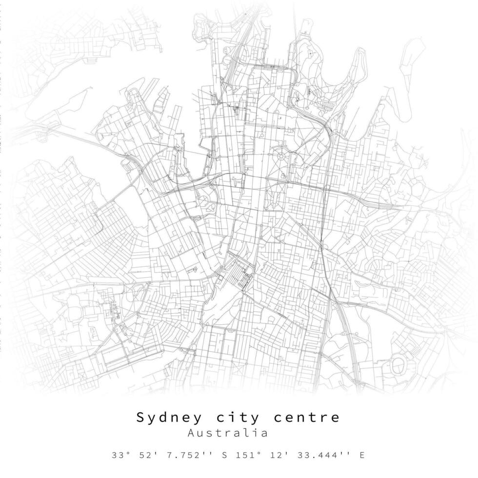 Sydney stad centrum, Australië, stedelijk detail straten wegen kaart , element sjabloon beeld vector