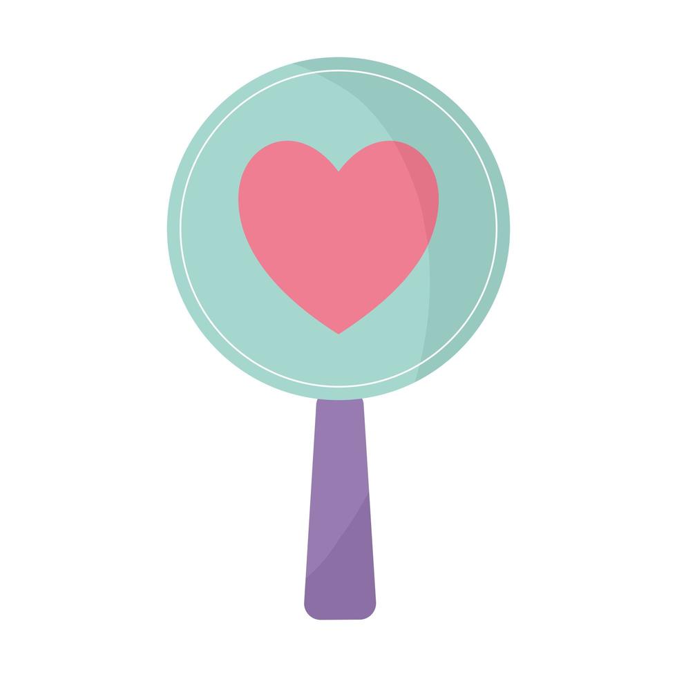 vergrootglas met één symbool van een roze hart erop vector