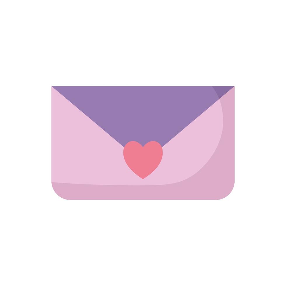 envelop met paarse kleur en één hart vector