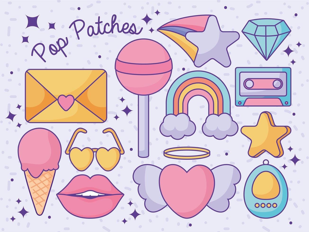 pop patches poster vector