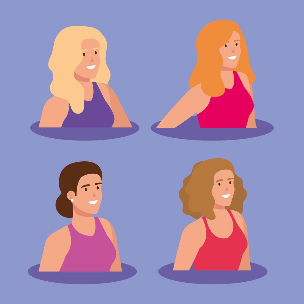 groep mooie vrouwen avatar karakter vector