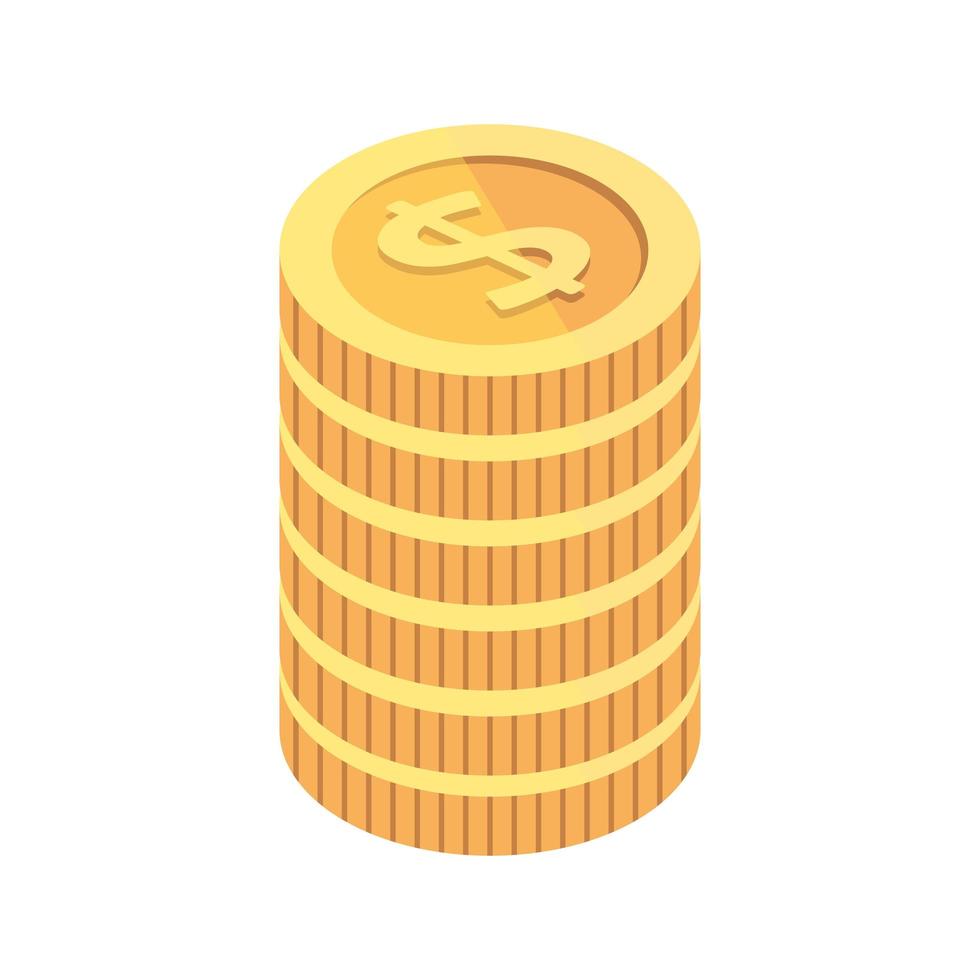 stapel munten geld cash geïsoleerde icon vector