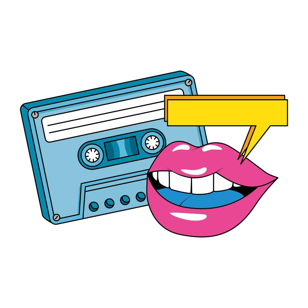 floppy met lippen jaren negentig retro stijl geïsoleerd pictogram vector