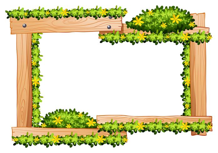 Houten frame met gele bloemen rond de rand vector