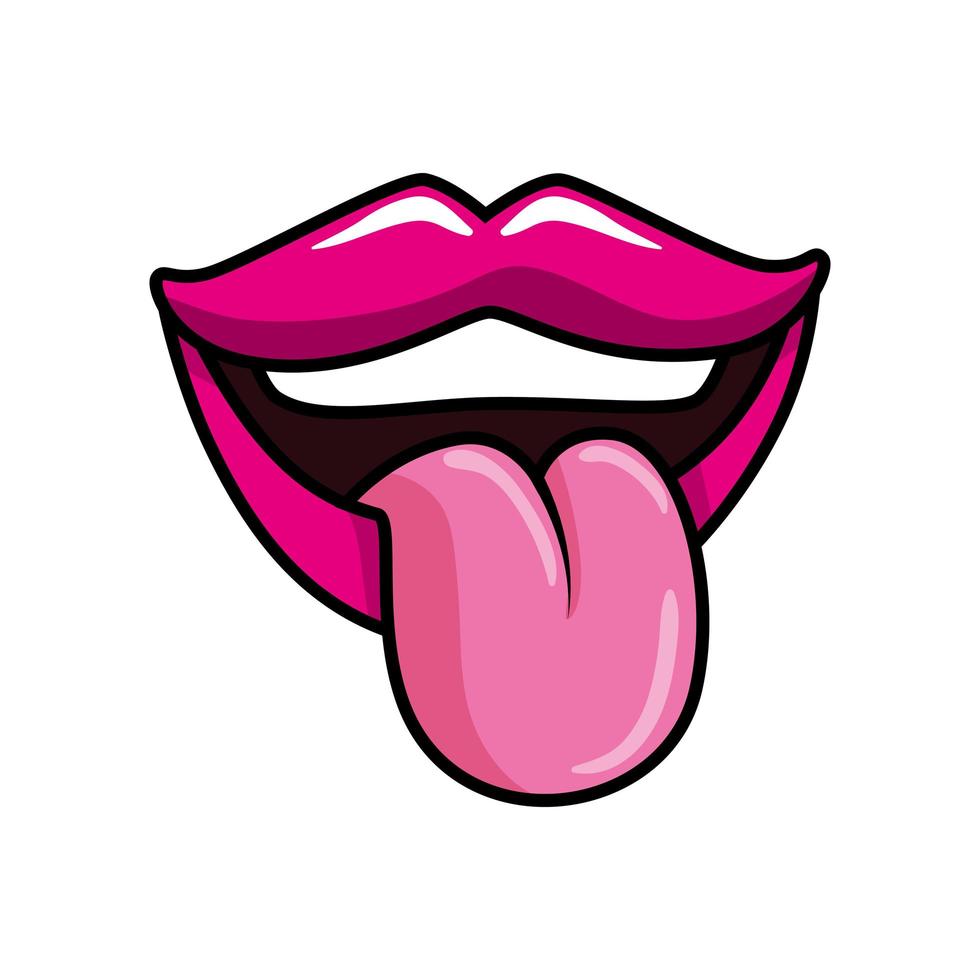 sexy mond met tong uit pop-art stijlicoon vector
