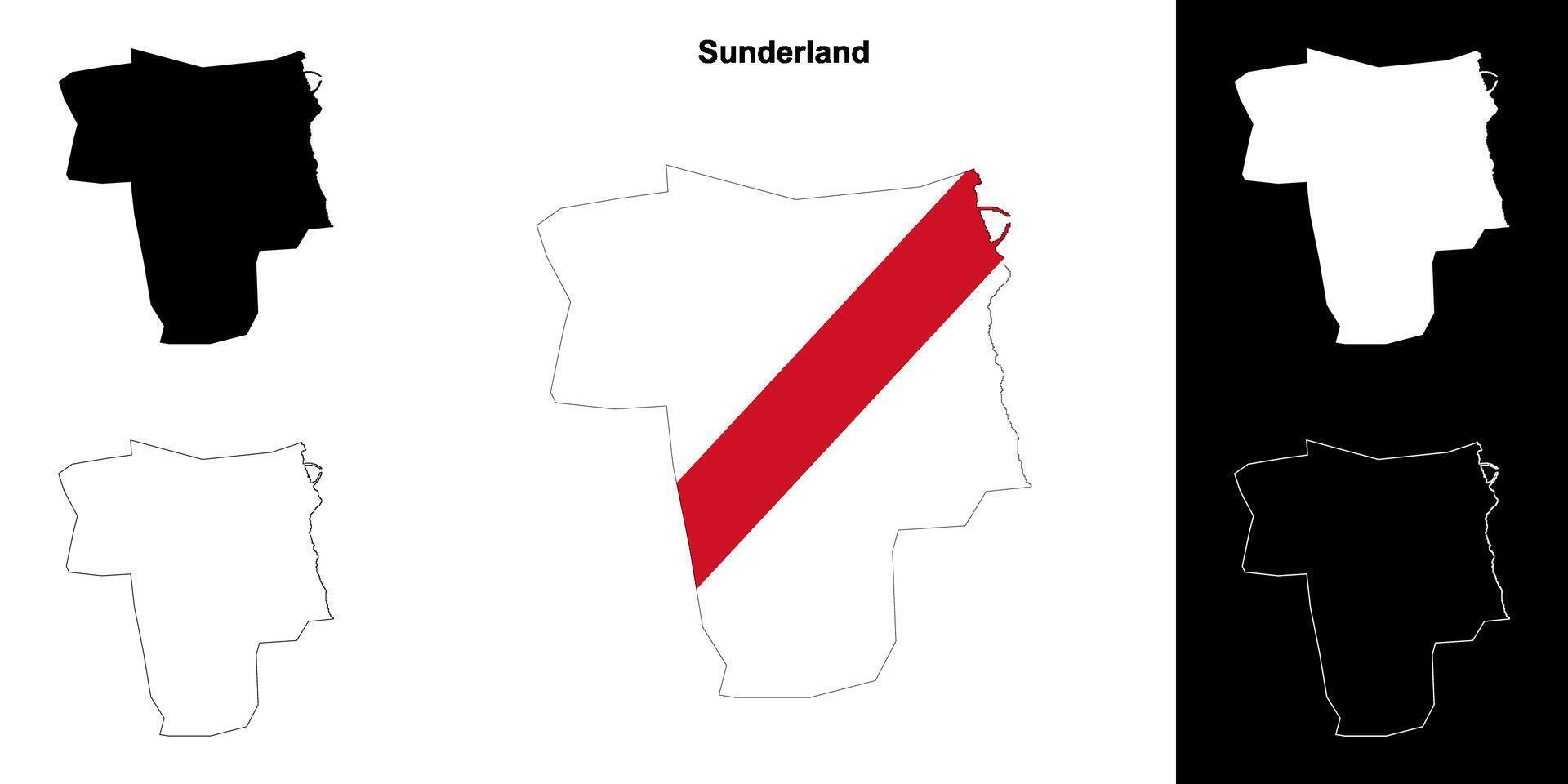 sunderland blanco schets kaart reeks vector