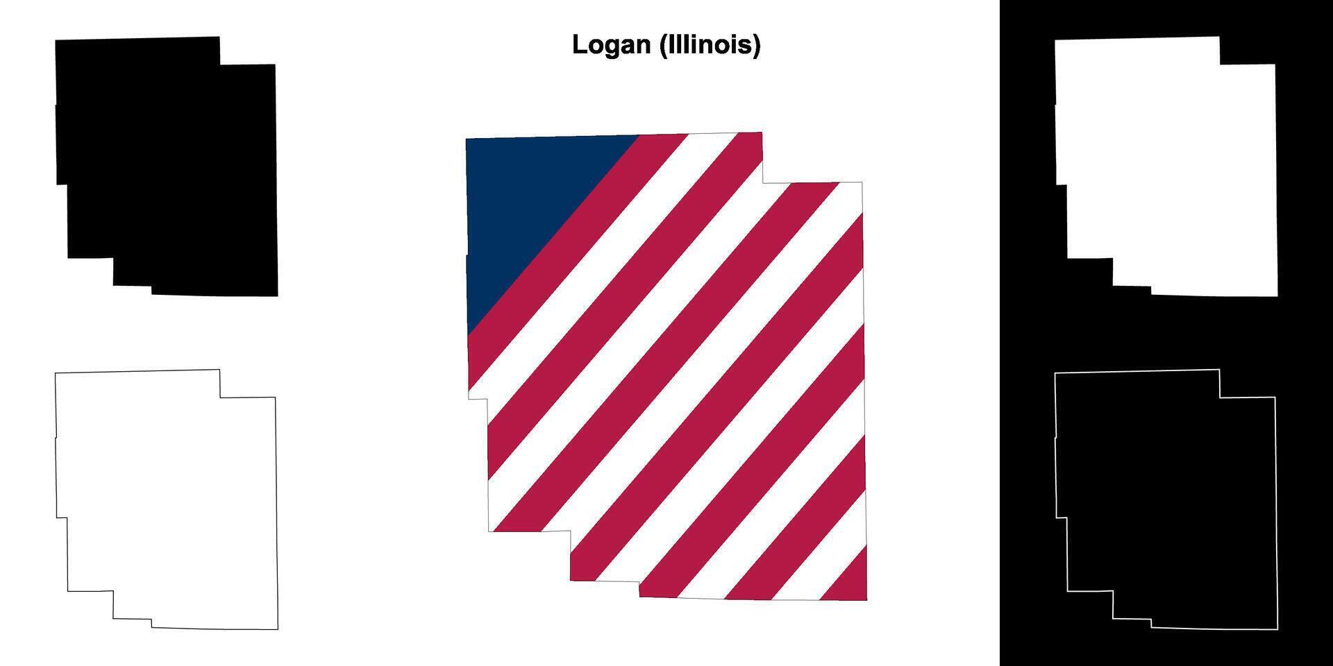 logan district, Illinois schets kaart reeks vector