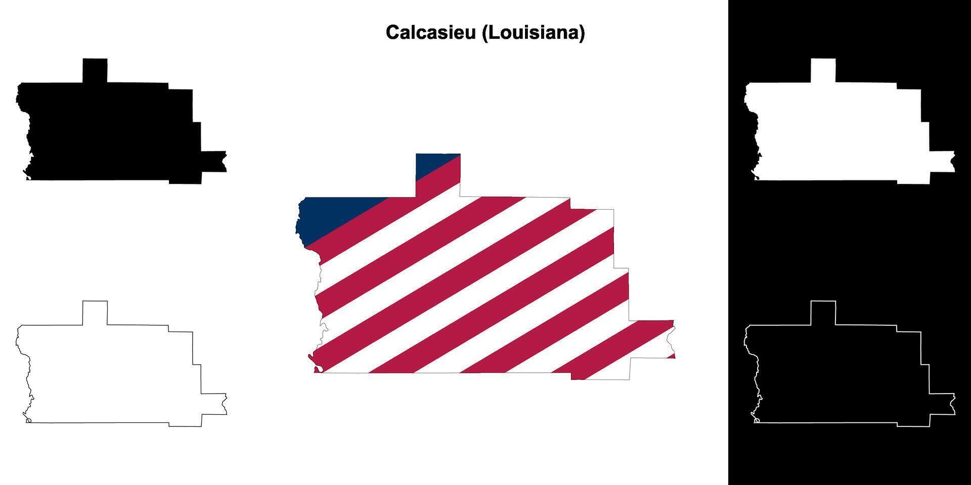 calcasieu parochie, Louisiana schets kaart reeks vector