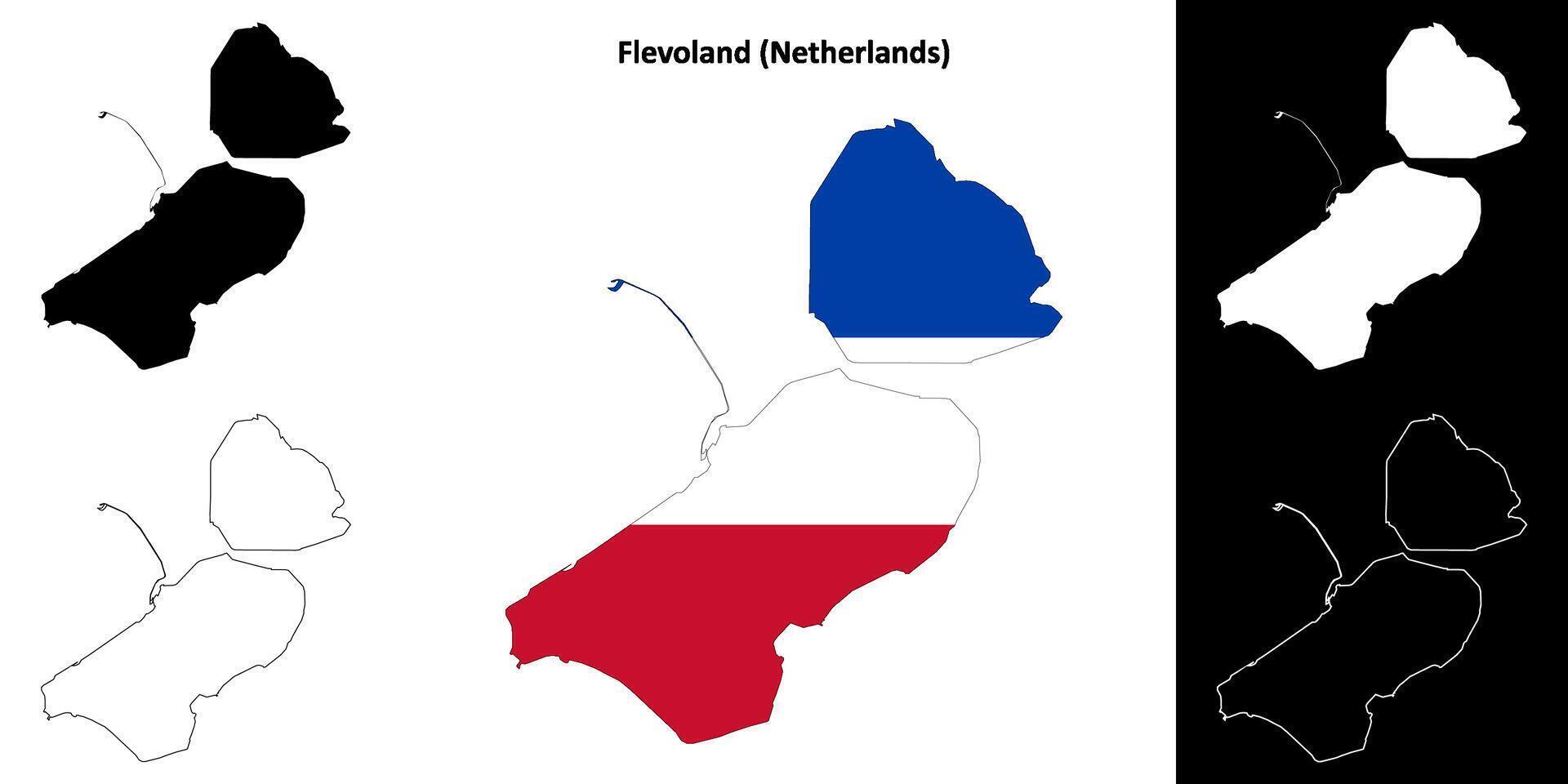 flevoland provincie schets kaart reeks vector