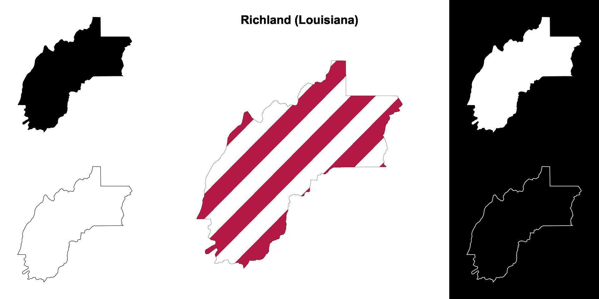 richland parochie, Louisiana schets kaart reeks vector