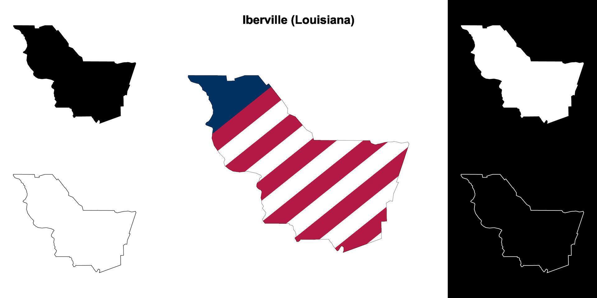 Iberville parochie, Louisiana schets kaart reeks vector