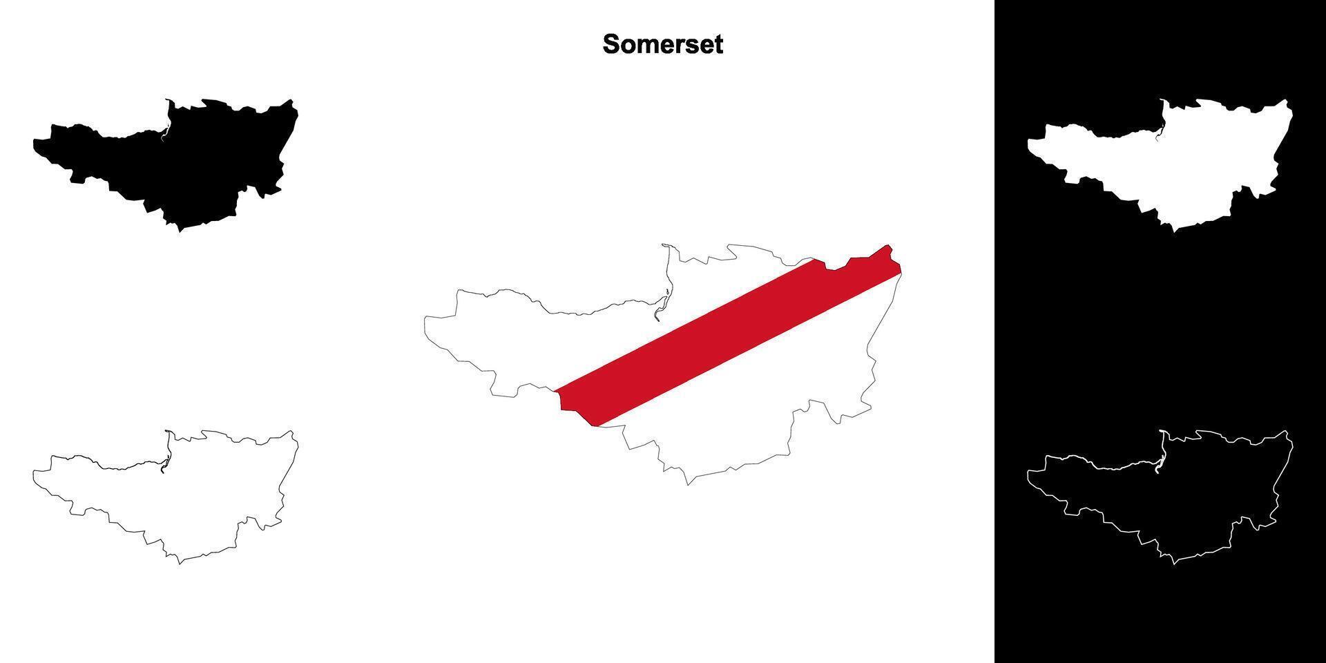 Somerset blanco schets kaart reeks vector
