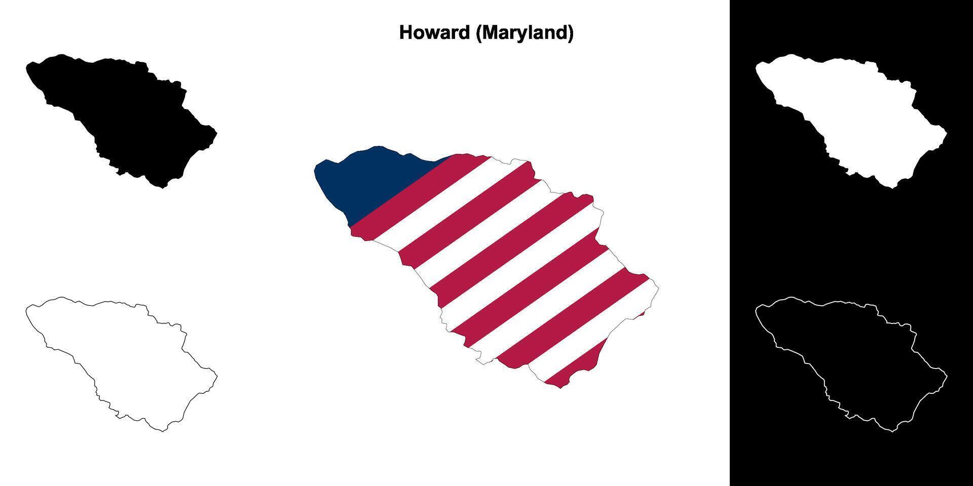 Howard district, Maryland schets kaart reeks vector