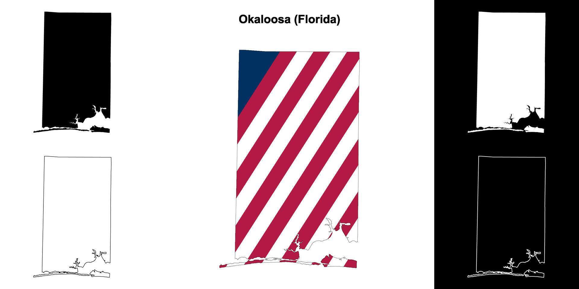 okaloosa district, Florida schets kaart reeks vector