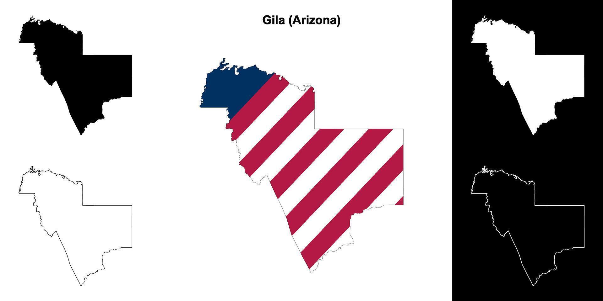 gila district, Arizona schets kaart reeks vector