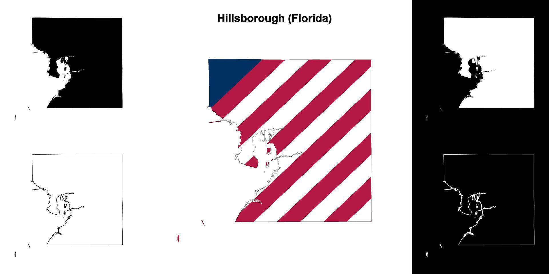 Hillsborough district, Florida schets kaart reeks vector