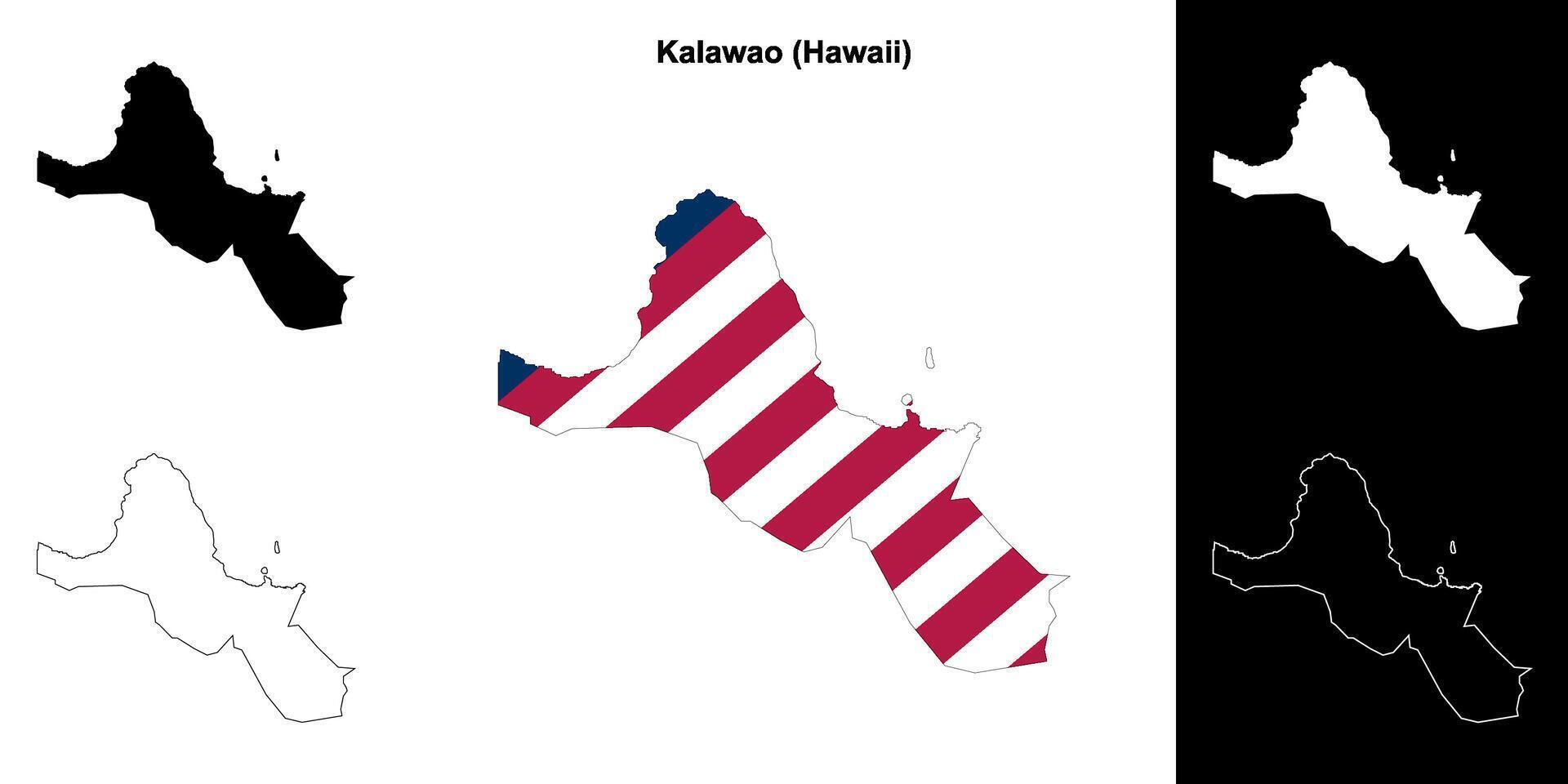 kalawao district, Hawaii schets kaart reeks vector