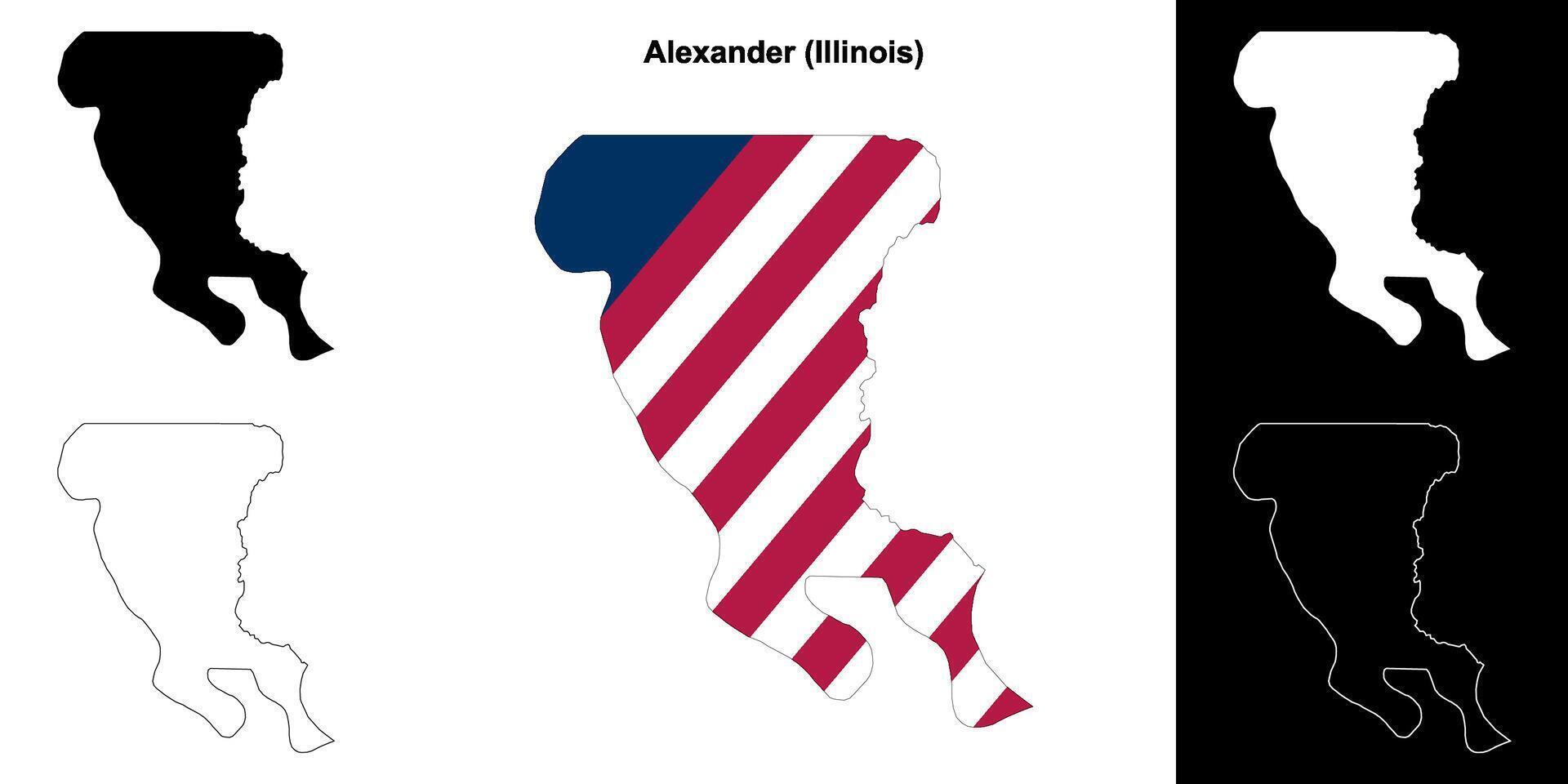 Alexander district, Illinois schets kaart reeks vector