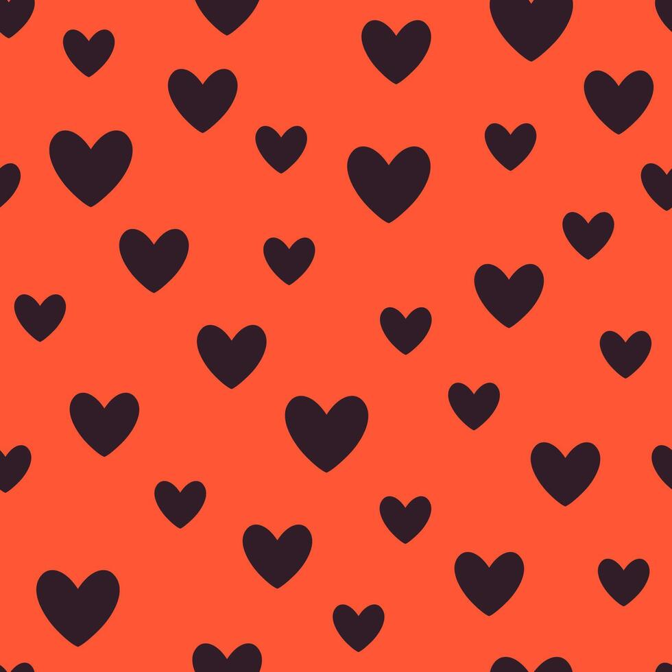 gemakkelijk naadloos patroon met zwart harten Aan een rood achtergrond. grafiek. vector