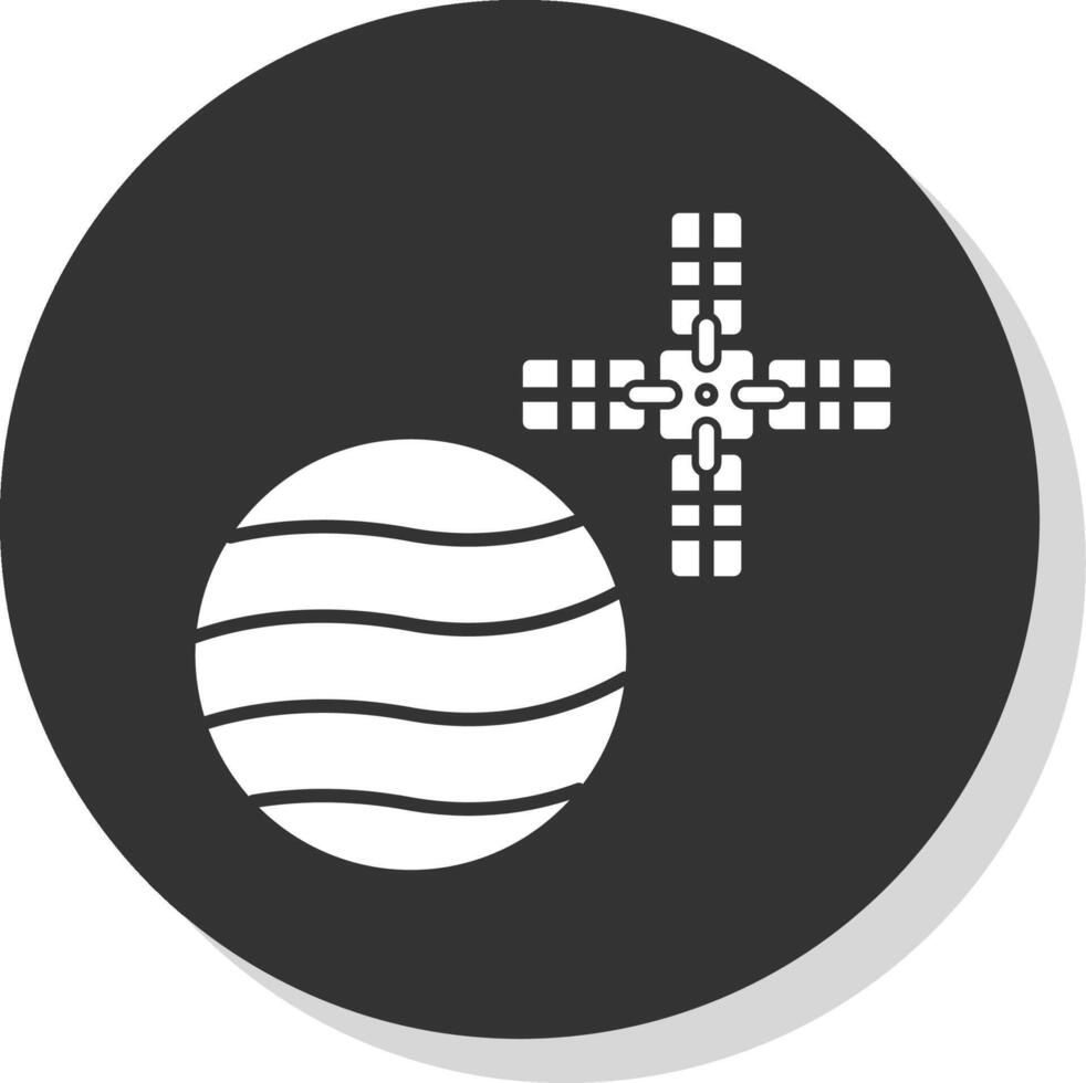 Venus met satelliet glyph grijs cirkel icoon vector