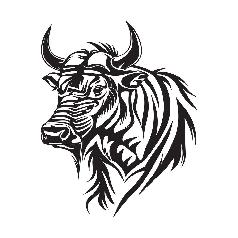 wildebeest hoofd ontwerp Aan de wit achtergrond voorraad illustratie vector