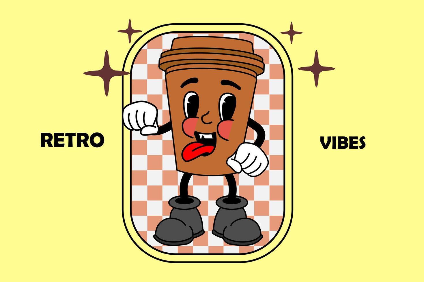 retro wijnoogst tekenfilm mascotte vector